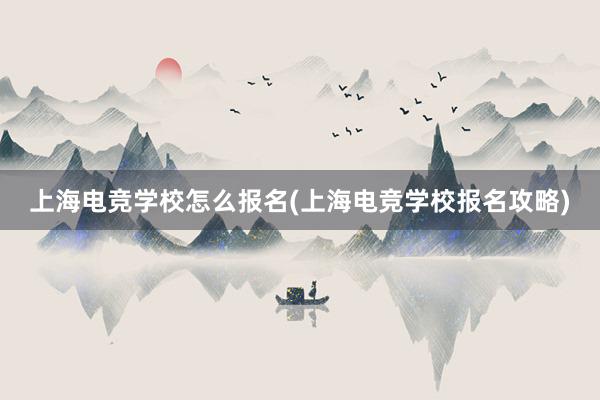 上海电竞学校怎么报名(上海电竞学校报名攻略)