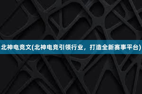 北神电竞文(北神电竞引领行业，打造全新赛事平台)