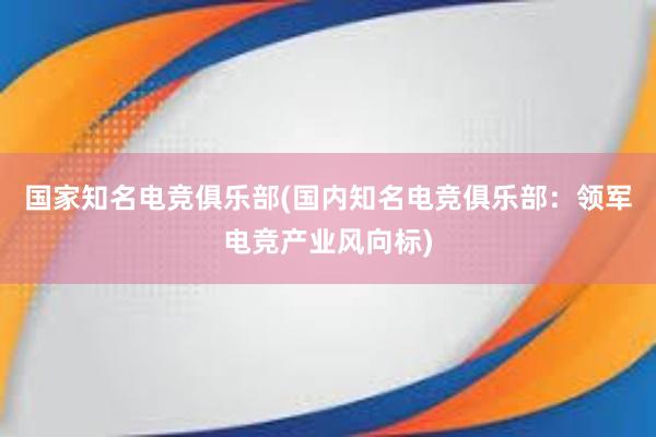 国家知名电竞俱乐部(国内知名电竞俱乐部：领军电竞产业风向标)