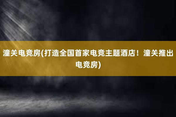 潼关电竞房(打造全国首家电竞主题酒店！潼关推出电竞房)