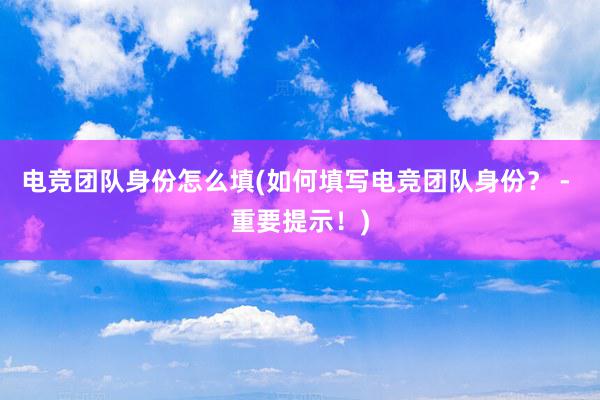 电竞团队身份怎么填(如何填写电竞团队身份？ - 重要提示！)