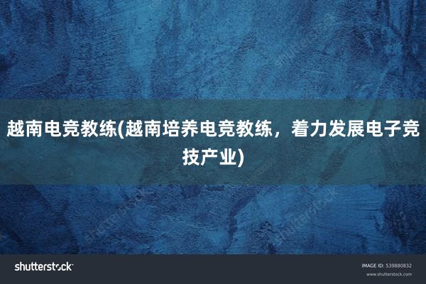 越南电竞教练(越南培养电竞教练，着力发展电子竞技产业)