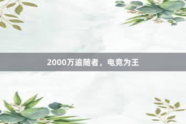 2000万追随者，电竞为王