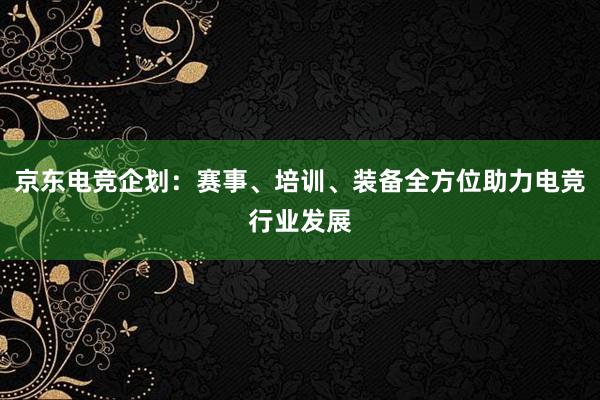 京东电竞企划：赛事、培训、装备全方位助力电竞行业发展