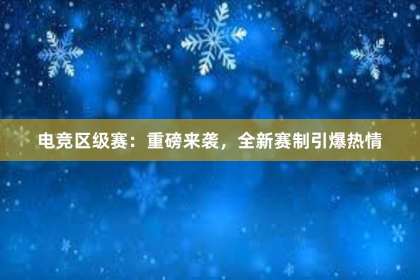 电竞区级赛：重磅来袭，全新赛制引爆热情