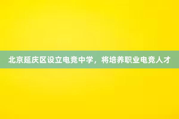 北京延庆区设立电竞中学，将培养职业电竞人才