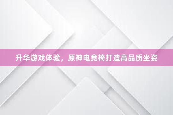 升华游戏体验，原神电竞椅打造高品质坐姿