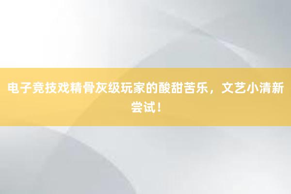 电子竞技戏精骨灰级玩家的酸甜苦乐，文艺小清新尝试！