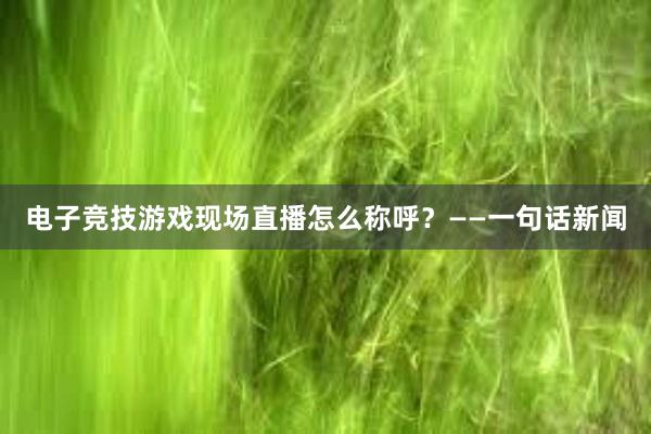 电子竞技游戏现场直播怎么称呼？——一句话新闻