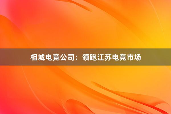 相城电竞公司：领跑江苏电竞市场