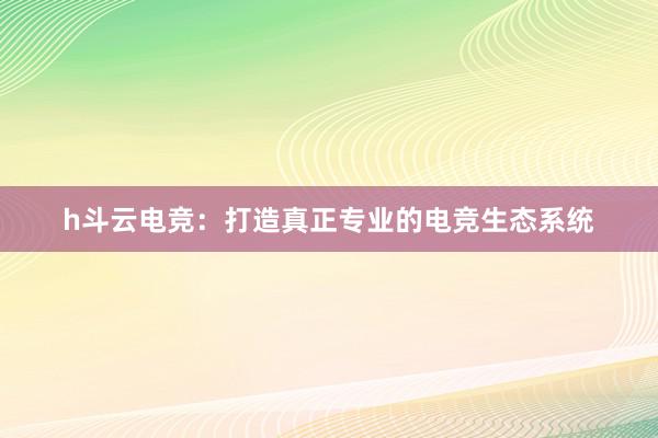 h斗云电竞：打造真正专业的电竞生态系统